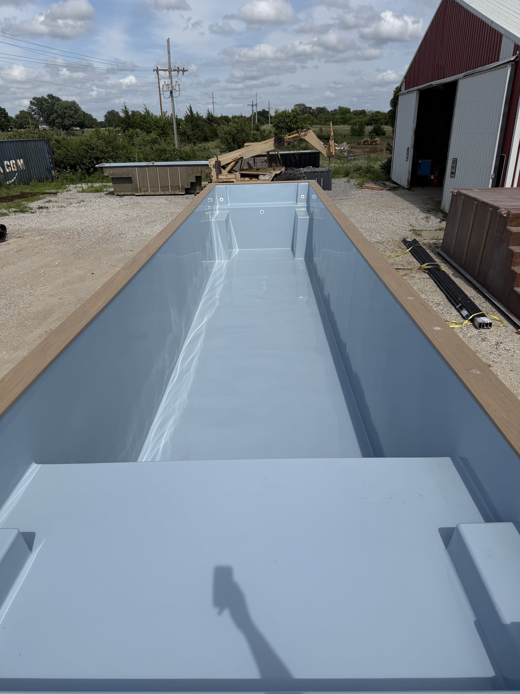 Looking down a 40ft fiberglass shell