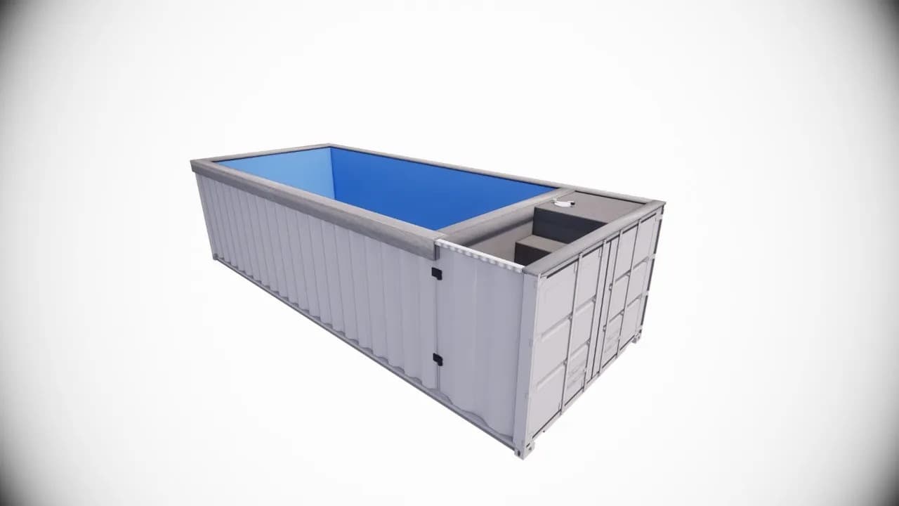 Shipping container pool delivery and install for Riverside, CA