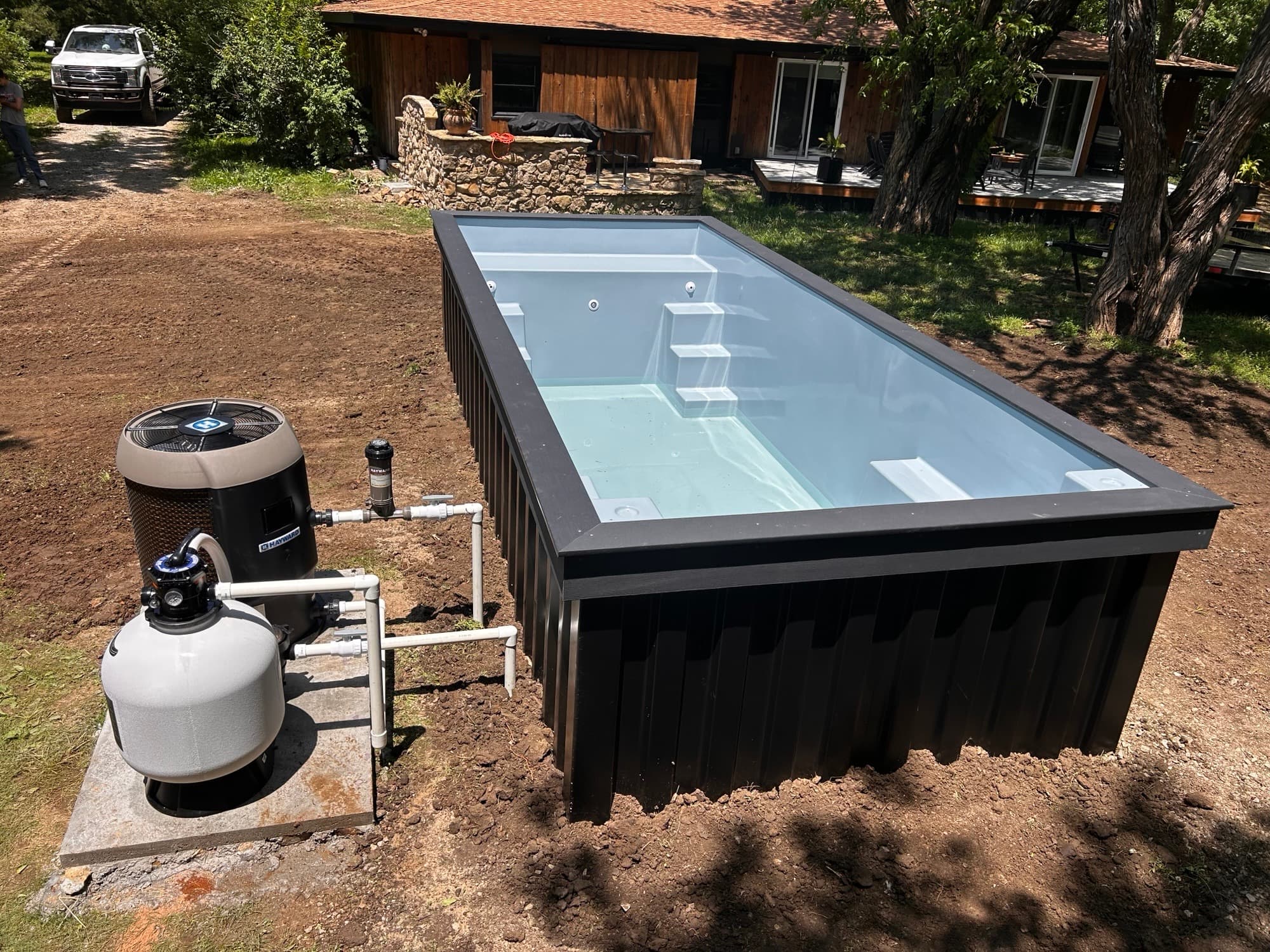Shipping container pool delivery and install for Roseville, CA